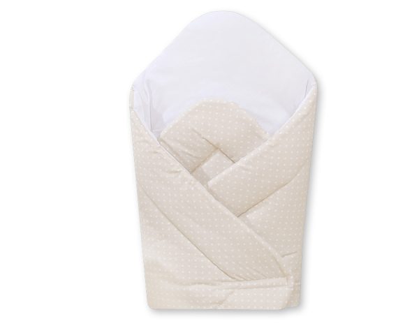 Babynest with stiffening- Hanging Hearts white polka dots on beige