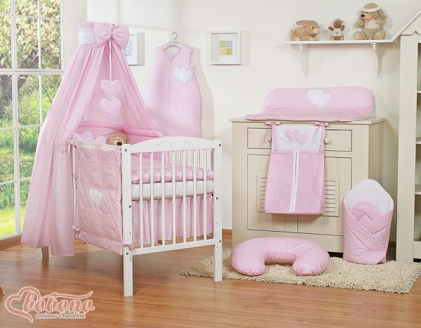 Canopy made of fabric- Hanging Hearts white polka dots on pink - Image 2
