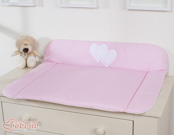 Soft changing mat- Hanging Hearts white polka dots on pink - Image 2