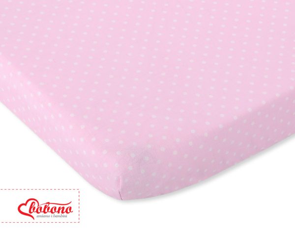 Sheet made of cotton 120x60cm white polka dots on pink - Image 2