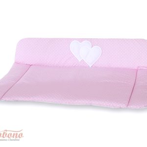 Soft changing mat- Hanging Hearts white polka dots on pink
