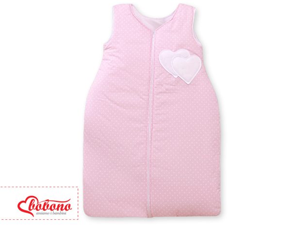 Sleeping bag- Hanging hearts white polka dots on pink - Image 2