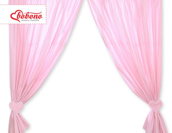 Curtains for baby room- Hanging Hearts white polka dots on pink - Image 4