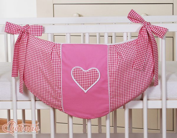 Toys bag- Hanging Hearts dark pink checkered - Image 2
