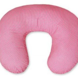 Breastfeeding Pillow Nursing Croissant Pillow, removable, Hands-Free Feeding - dark pink checkered