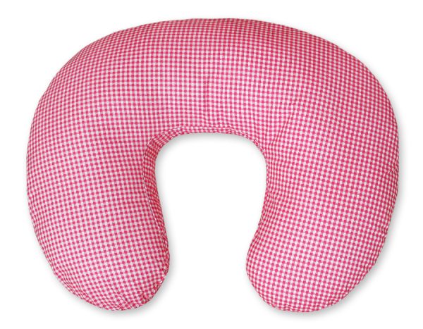 Breastfeeding Pillow Nursing Croissant Pillow, removable, Hands-Free Feeding - dark pink checkered - Image 5