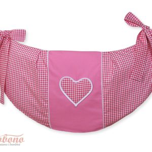 Toys bag- Hanging Hearts dark pink checkered