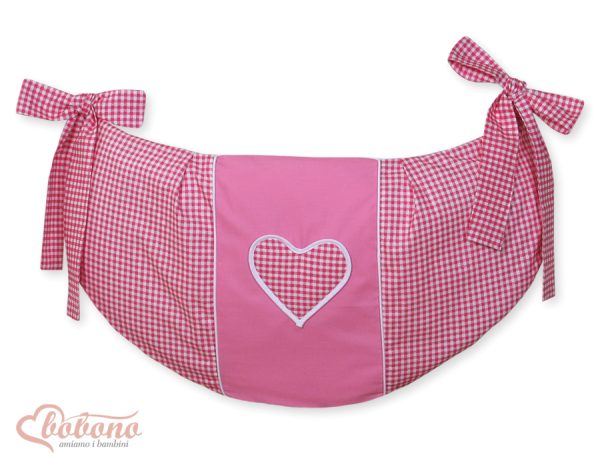 Toys bag- Hanging Hearts dark pink checkered