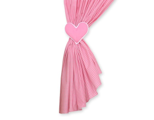 Curtains for baby room- Hanging Hearts white dark pink checkered - Image 2