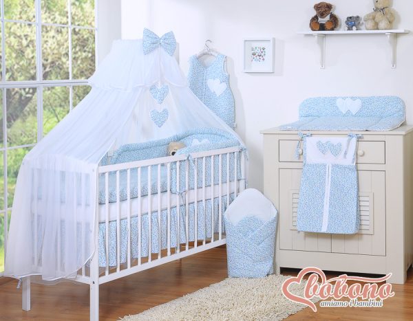 Mosquito-net made of chiffon- Hanging Hearts blue flowers - Image 4