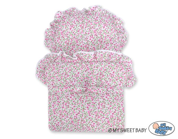 Wicker dolls' pram with pink bedding and padding - natural - Image 3