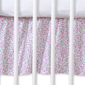 Dust Ruffle-Masking flounce 120x60cm- Hanging Hearts pink flowers