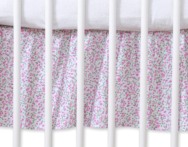 Dust Ruffle-Masking flounce 120x60cm- Hanging Hearts pink flowers
