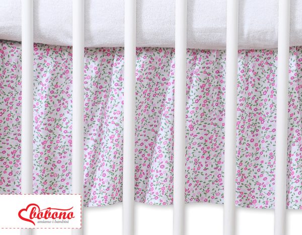 Dust Ruffle-Masking flounce 120x60cm- Hanging Hearts pink flowers - Image 2