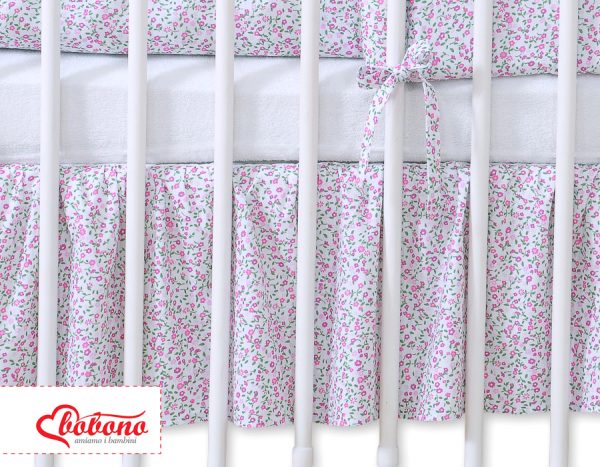 Dust Ruffle-Masking flounce 120x60cm- Hanging Hearts pink flowers - Image 3