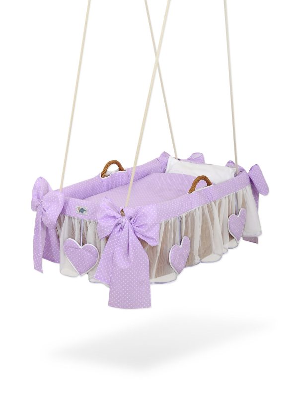 Moses Basket Hanging crib - Purple dots
