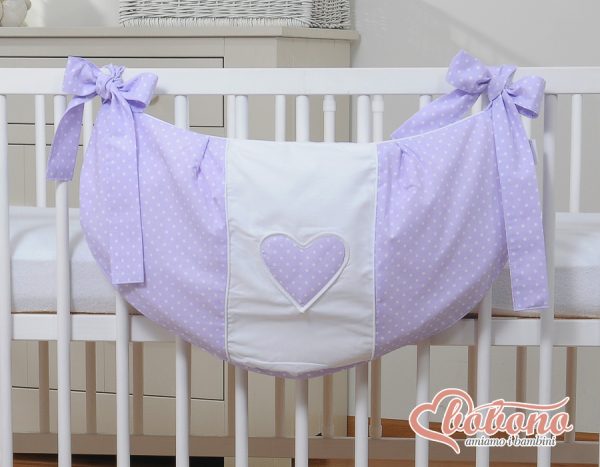Toys bag- Hanging Hearts white polka dots on lilac - Image 2