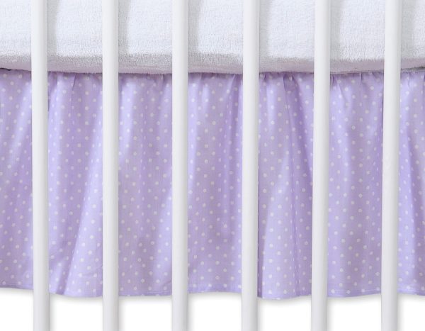 Dust Ruffle-Masking flounce 140x70cm- Hanging Hearts white polka dots on lilac