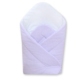 Babynest with stiffening- Hanging Hearts white polka dots on lilac