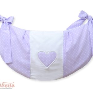 Toys bag- Hanging Hearts white polka dots on lilac