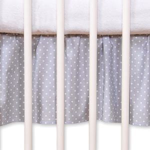 Dust Ruffle-Masking flounce 140x70cm- Hanging Hearts white polka dots on grey