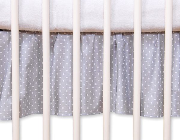 Dust Ruffle-Masking flounce 140x70cm- Hanging Hearts white polka dots on grey