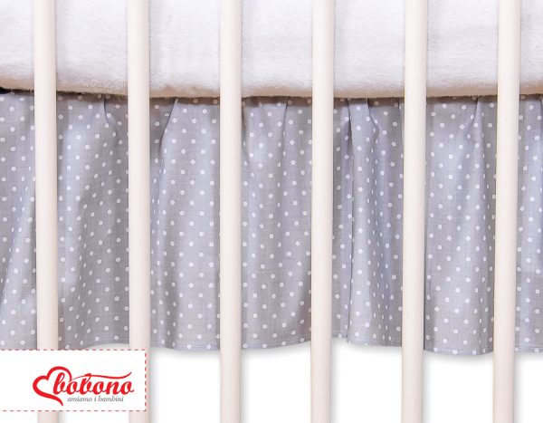 Dust Ruffle-Masking flounce 120x60cm- Hanging Hearts white polka dots on grey - Image 2