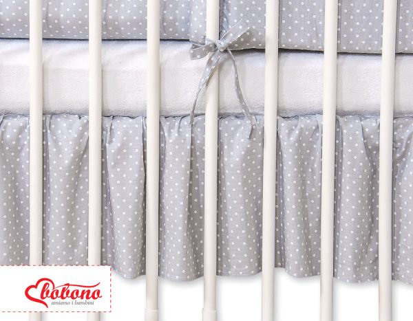 Dust Ruffle-Masking flounce 140x70cm- Hanging Hearts white polka dots on grey - Image 4