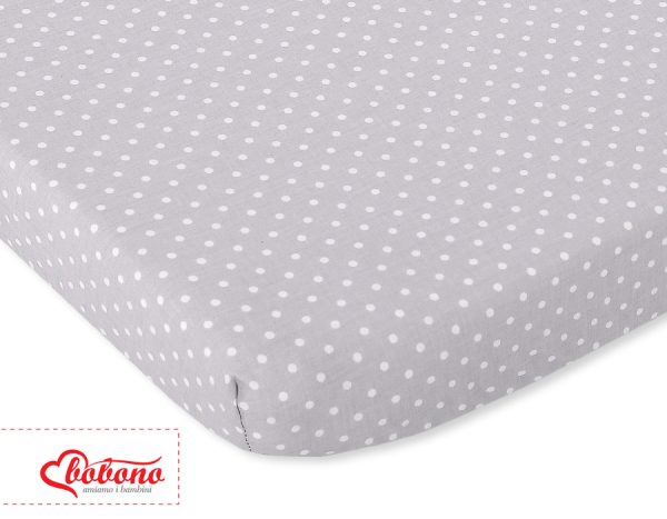 Sheet made of cotton 120x60cm white polka dots on grey - Image 2