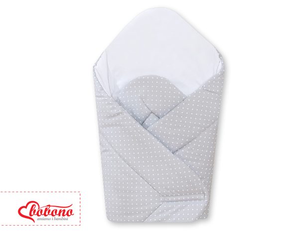 Babynest with stiffening- Hanging Hearts white polka dots on grey - Image 2