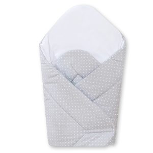 Babynest with stiffening- Hanging Hearts white polka dots on grey