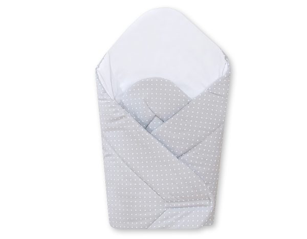 Babynest with stiffening- Hanging Hearts white polka dots on grey