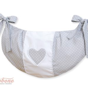 Toys bag- Hanging Hearts white polka dots on grey