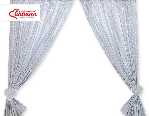 Curtains for baby room- Hanging Hearts white dots on gray - Image 4