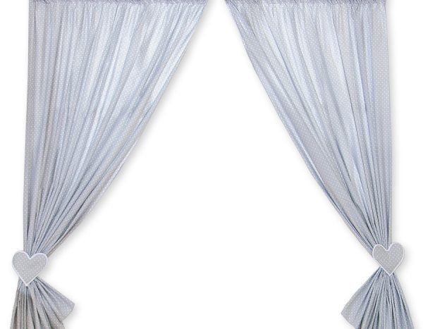 Curtains for baby room- Hanging Hearts white dots on gray