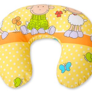 Breastfeeding Pillow Nursing Croissant Pillow, removable, Hands-Free Feeding- Sheeps orange-yellow