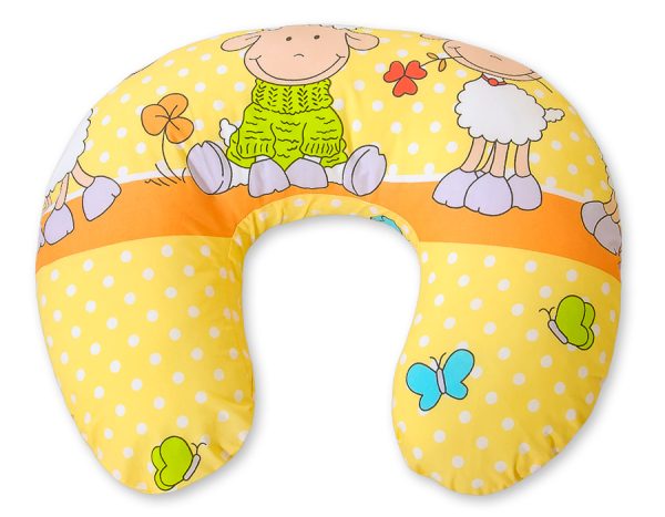 Breastfeeding Pillow Nursing Croissant Pillow, removable, Hands-Free Feeding- Sheeps orange-yellow