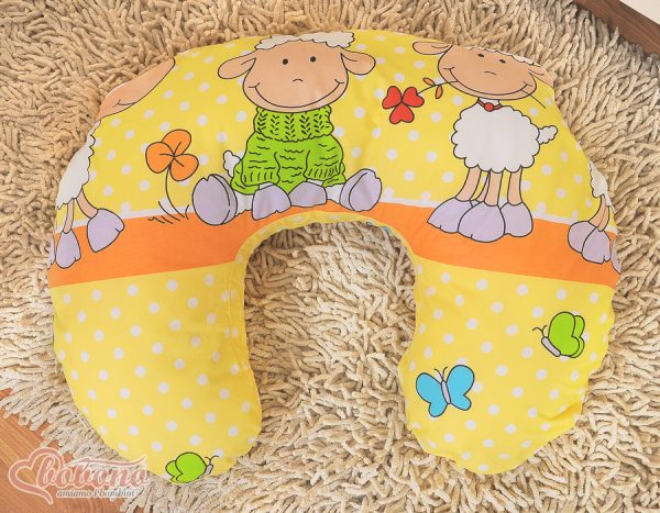 Breastfeeding Pillow Nursing Croissant Pillow, removable, Hands-Free Feeding- Sheeps orange-yellow - Image 5