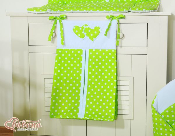 Diaper bag- Hanging Hearts white dots on green - Image 3