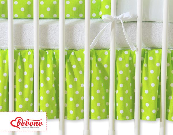 Dust Ruffle-Masking flounce 140x70cm- Hanging Hearts white dots on green - Image 2