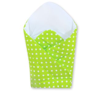 Babynest with stiffening- Hanging Hearts white dots on green