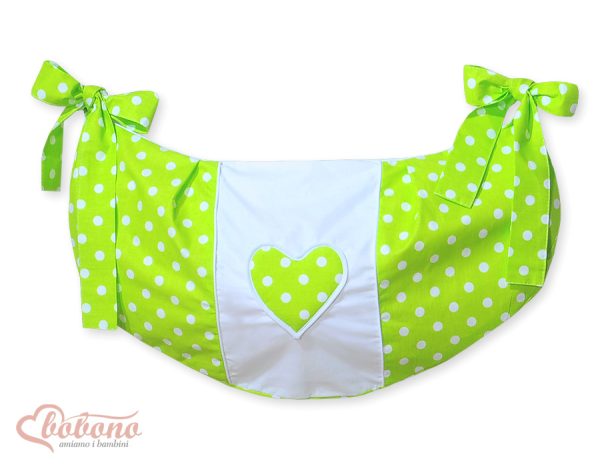 Toys bag- Hanging Hearts white dots on green