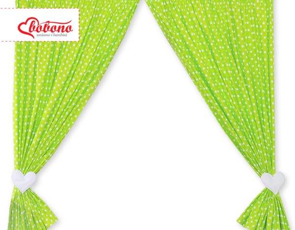 Curtains for baby room- Hanging Hearts white dots on green - Image 4