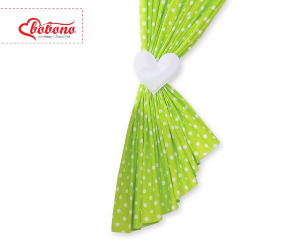 Curtains for baby room- Hanging Hearts white dots on green - Image 2