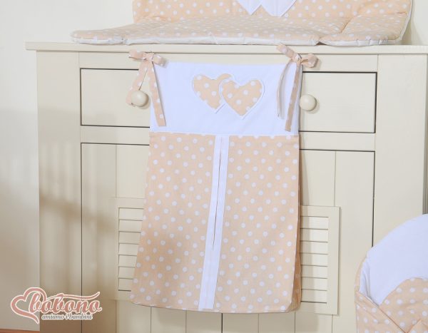 Diaper bag- Hanging Hearts white dots on beige - Image 3