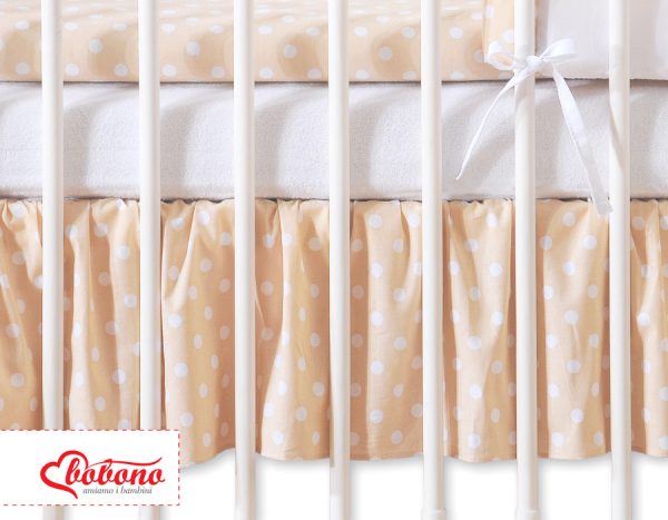 Dust Ruffle-Masking flounce 140x70cm- Hanging Hearts white dots on beige - Image 3