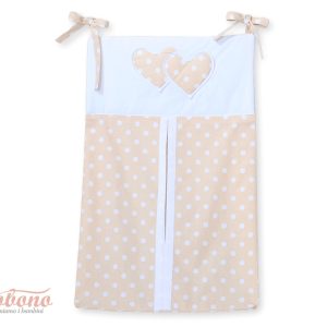Diaper bag- Hanging Hearts white dots on beige