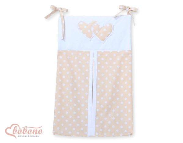 Diaper bag- Hanging Hearts white dots on beige