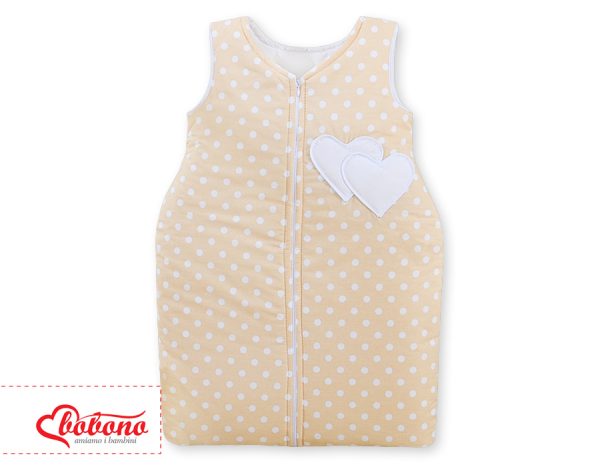 Sleeping bag- Hanging hearts white dots on beige - Image 2