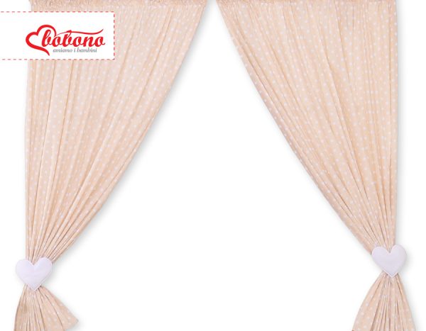 Curtains for baby room- Hanging Hearts white dots on beige - Image 4
